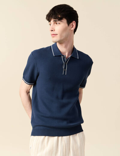 Polo manches courtes bleu foncé homme