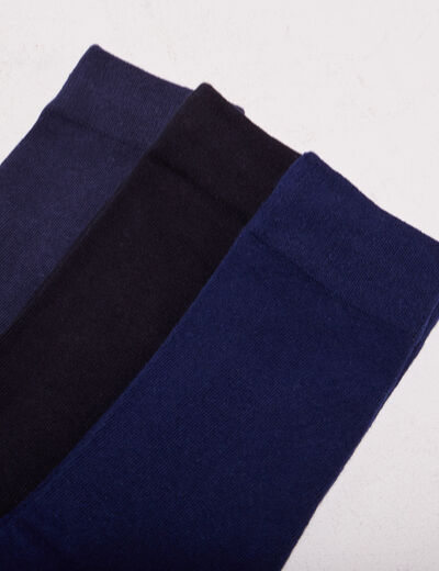 Lot 3 paires de chaussettes homme unies bleu marine homme