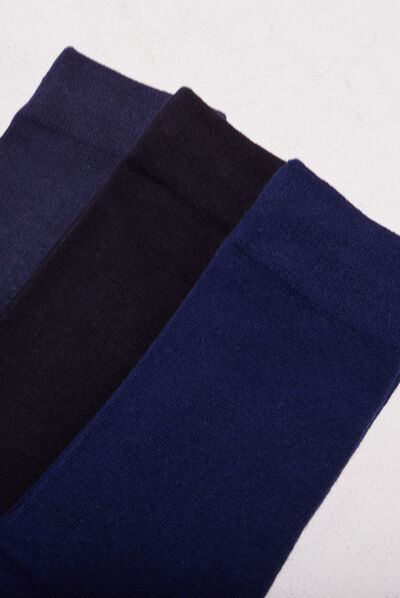 Lot 3 paires de chaussettes homme unies bleu marine homme
