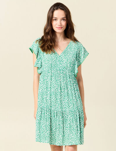 Robe évasée dos en V vert femme