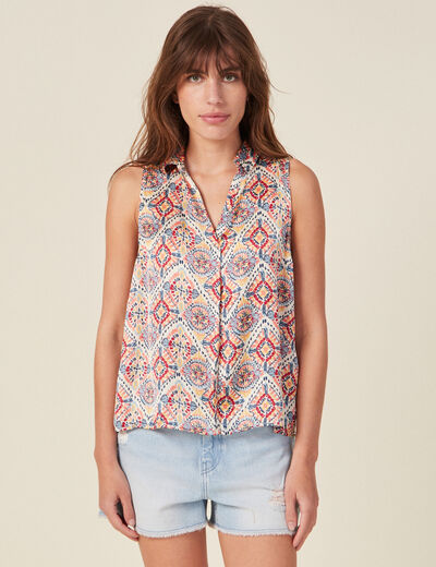Blouse sans manches multicolore femme