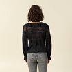 Blouse droite courte manches longues noir femme