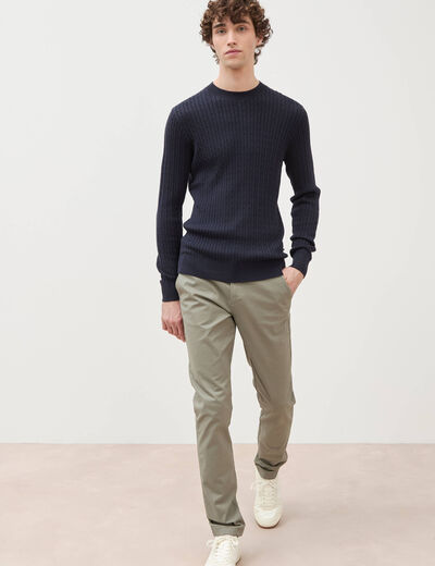 Pantalon chino slim vert kaki homme
