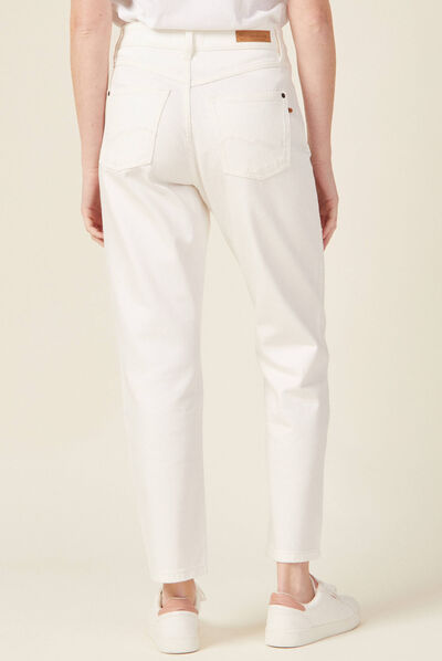Jeans straight 5 poches denim blanc femme