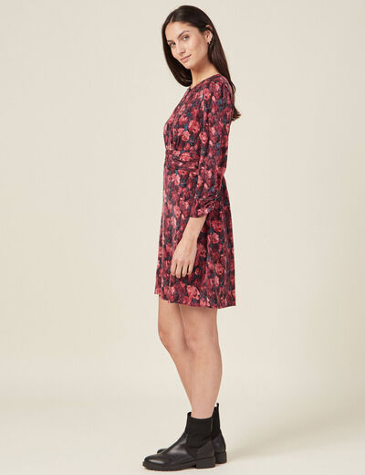 Robe droite manches 3/4 noir femme
