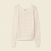 Pull ajouré col bateau manches longues ecru femme