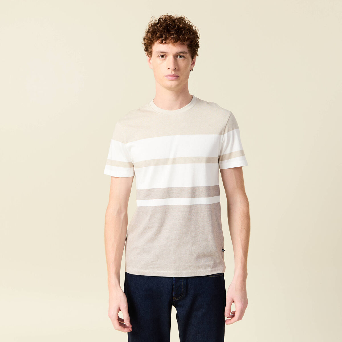T-shirt manches courtes beige homme