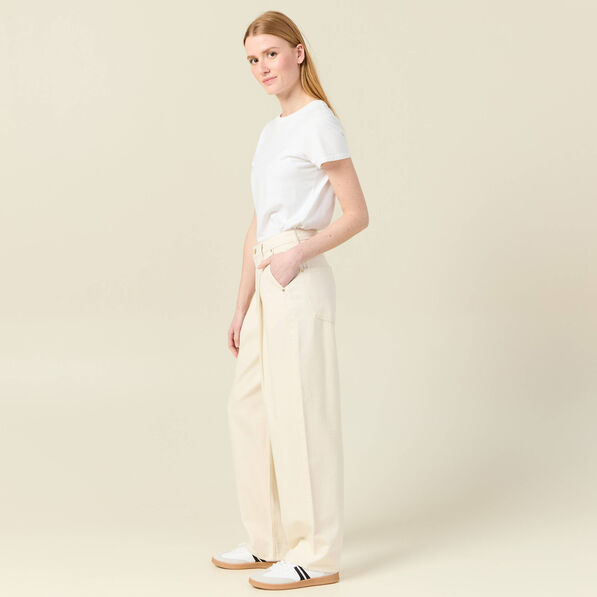 jeans large taille haute denim blanc femme Jeans large taille haute denim blanc femme