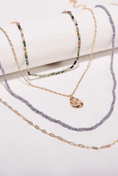 Collier multirangs couleur or femme