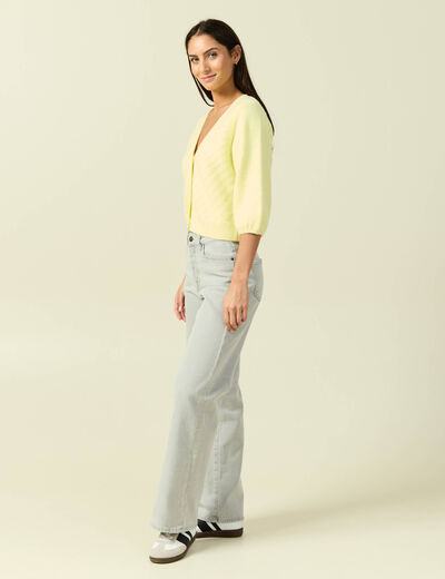 Gilet manches 3/4 jaune clair femme