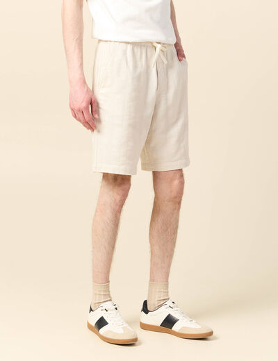 Bermuda droit à coulisse ecru homme