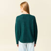 Pull manches longues col en V vert fonc&eacute; femme