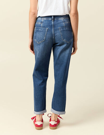 Pantalon mom taille haute 7/8ème denim denim stone femme