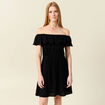 Robe col carré manches courtes noir femme