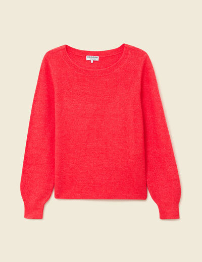Pull col bateau manches longues rouge femme