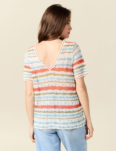 Pull manches courtes violet clair femme