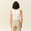 Débardeur cropped col rond en coton ivoire femme