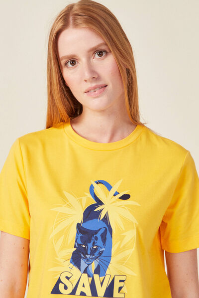 T-shirt manches courtes jaune or femme