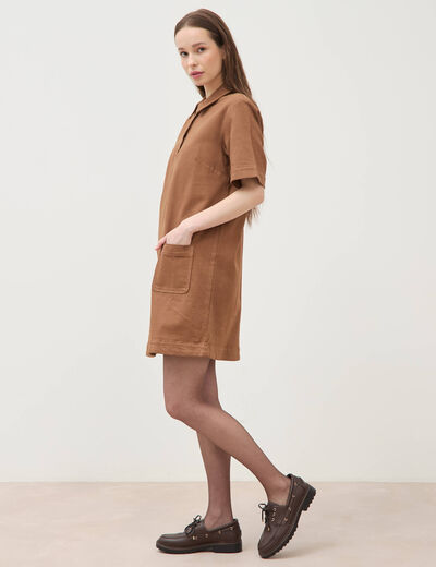 Robe manches courtes marron femme