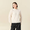 Pull col montant manches longues creme femme