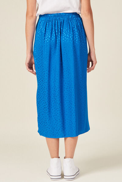 Jupe longue droite fendue bleu electrique femme