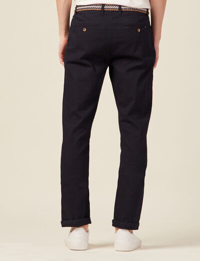 Pantalon chino ceinturé bleu foncé homme