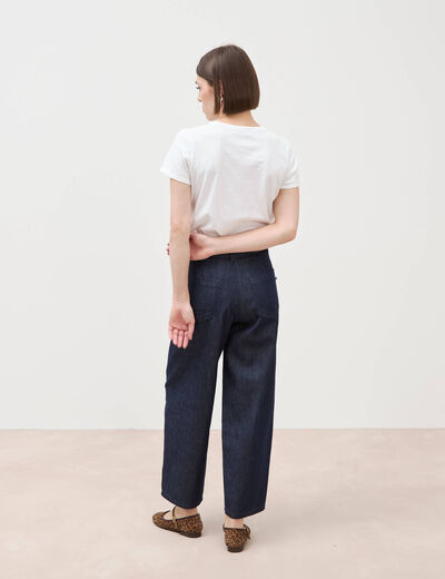 Jeans slouchy taille haute denim brut femme