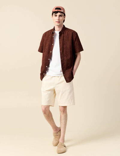 Chemise manches courtes bordeaux homme