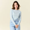 T-shirt manches longues avec laine bleu ciel femme