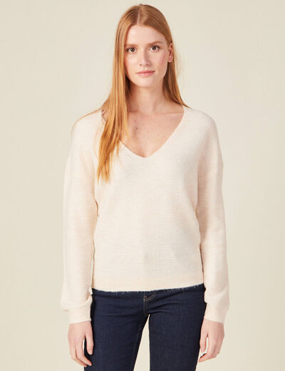 Pull manches longues ecru femme