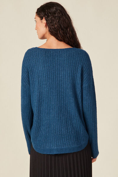 Pull éco-responsable bleu canard femme