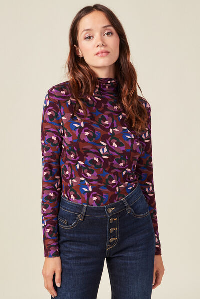 T-shirt manches longues marron femme