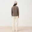 Pull droit col v manches longues taupe femme