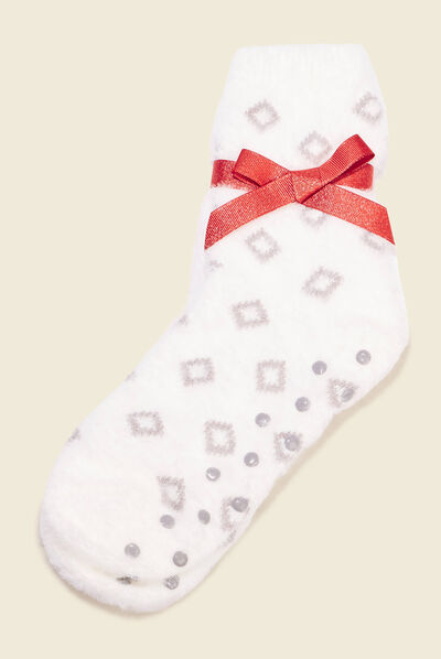 Chaussettes d'intérieur ecru femme