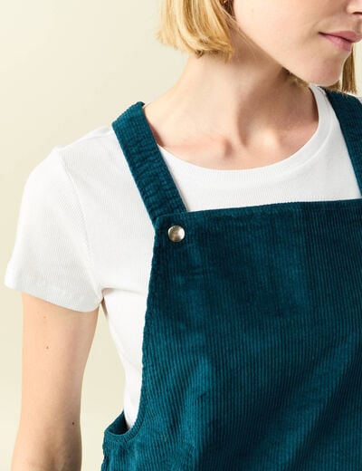Robe sans manches en velours bleu canard femme