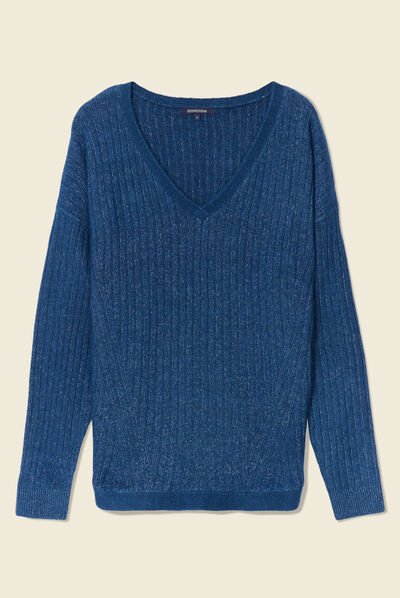 Pull éco-responsable bleu canard femme