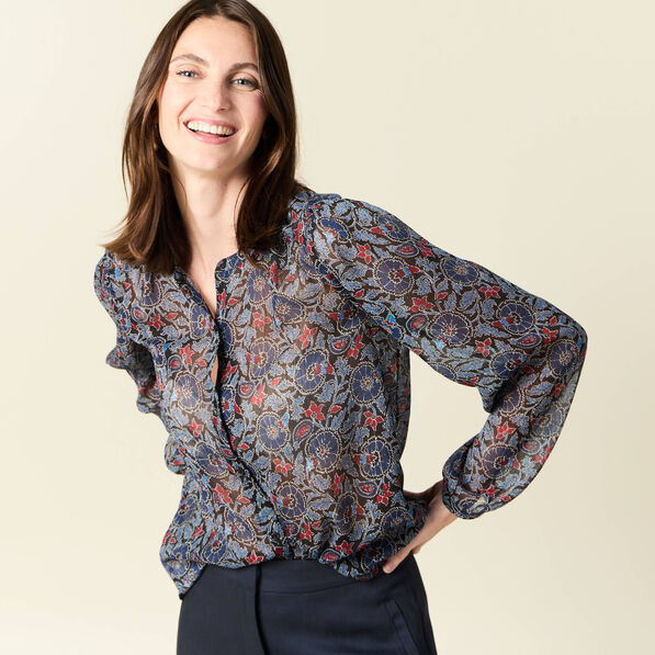 Chemise manches longues noir femme