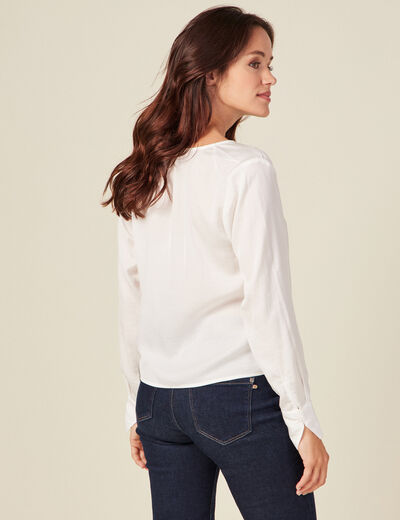 Blouse satin éco-responsable ecru femme