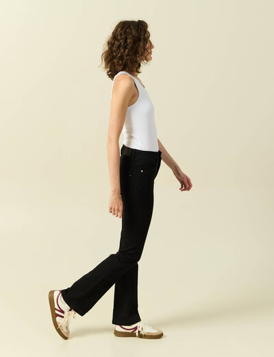 Jeans bootcut taille haute denim noir femme