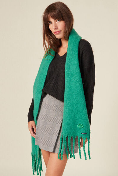 Écharpe à franges vert menthe femme
