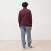 Polo droit manches longues prune homme