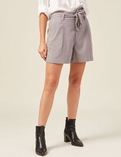 Short paperbag à pinces gris femme