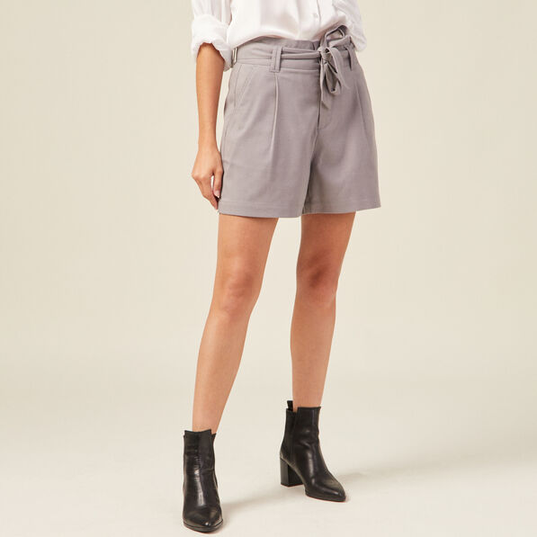short paperbag a pinces gris femme Short paperbag à pinces gris femme