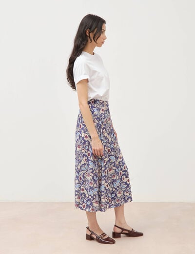 Jupe fluide bleu femme