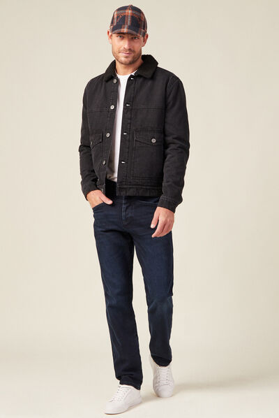 Jeans straight tapered denim noir homme