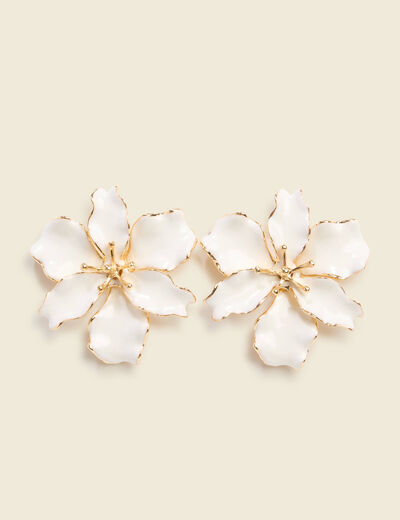Boucles d'oreilles forme fleur ivoire femme