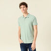 Polo cintr&eacute; en coton manches courtes vert homme
