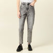 Jeans mom 7/8ème denim snow gris femme