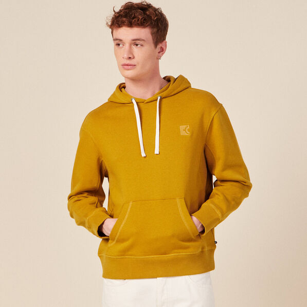 Sweat capuche éco-responsable jaune moutarde homme