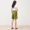 Bermuda large taille haute vert kaki femme